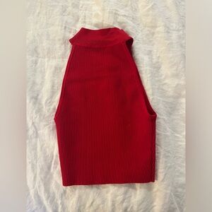 Aritzia Babaton Sculpt Knit haltere top in red